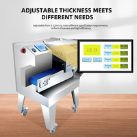 Nouvelle machine automatique de découpe de viande cuite, capacité 0,8 t/h, puissance 2,2 kW, tranchage fin réglable, carbone.