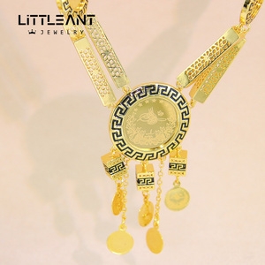 Dubai classico oro 24K placcato rotondo Lira gioielli con disegno scavato collana lunga per <span class=keywords><strong>la</strong></span> signora - Product Image 4