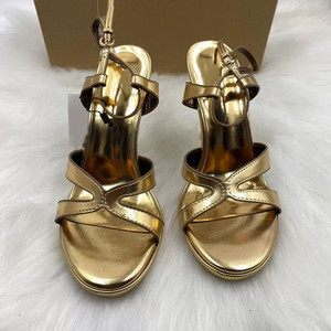 Sandalias de Tacón Alto con Punta en Pico para Mujer, Estilo Nuevo, Hebilla Metálica, Tacón Delgado, Correa en el Tobillo, Doradas - Product Image 3
