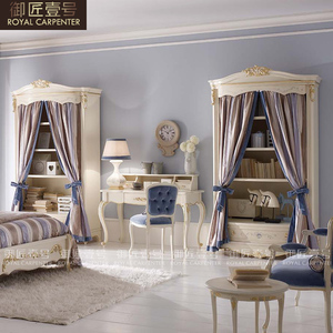 Letto Singolo in Legno Massello Stile Francese Europeo per Bambini, Camera <span class=keywords><strong>da</strong></span> Letto di Lusso per Villa Francese, Letto per Ragazze/Ragazzi, Camera dei Bambini - Product Image 5
