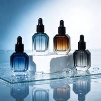 Flacon compte-gouttes de luxe 10 ml en verre dégradé, vide, à facettes, pour huiles essentielles et sérums, avec compte-gouttes pour soins du visage