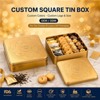 Couvercle de boîte en métal gaufré personnalisé 235x235x60mm pour le stockage des emballages biscuits biscuits bonbons collations pain sandwichs sucres