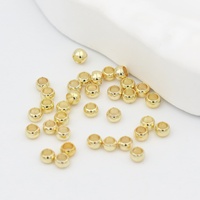 Perle de positionnement plaquée or 14K, finition aplatie en cuivre pur plaqué or véritable 18K, pour bracelet perlé fait main DIY
