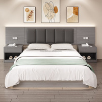 Ensembles de meubles de chambre à coucher modernes personnalisés pour lit simple ou double, lit plateforme en bois, tables de chevet, matelas, tête de lit capitonnée, hôtel 3 étoiles