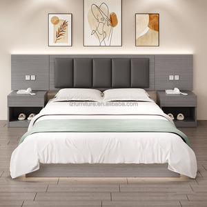 Juegos de Muebles de Dormitorio Individuales o Dobles Personalizados, Cama de Plataforma de Madera con Mesitas de Noche, Colchón y Cabecera Tapizada para Hotel de 3 Estrellas - Product Image 3