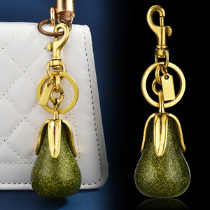 Porte-clés en métal 3D mignon fraise avocat, pendentif scintillant, mousqueton, breloque pour clés - Product Image 2