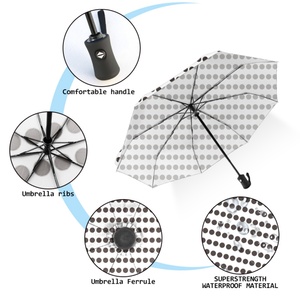 Windproof Fully-<b>Automatic</b> Open Compact Travel <b>Umbrella</b> Polka Dots Customized Color Women Men Lightweight Strong Business Gifts - Product Image 4