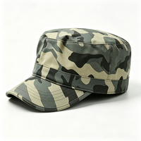 Casquette de cadet unisexe de luxe en toile de coton camouflage avec logo personnalisé - Casquette plate pour patrouille en extérieur, camping, chasse et travail