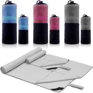 Custom Quick Dry <b>Microfiber</b> <b>Towel</b> 2 Pack Lightweight Portable Travel Sports <b>Towel</b> Solid Color Machine Washable Adult Grey <b>Beach</b> - Product Image 4
