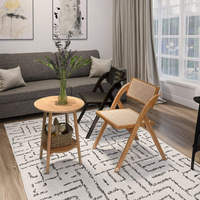 Chaise de salle à manger pliante MULIGNA élégante en rotin et bois massif, chaise K avec dossier en rotin, meuble de salle à manger gain de place pour la maison