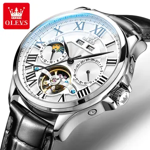 OLEVS 7013 top 10 des marques de montre mécanique shenzhen pour hommes original bracelet en acier inoxydable affichage de la date personnage montre d'affaires