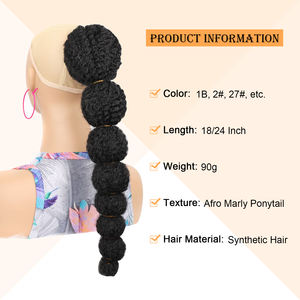 Kinky Afro Puff Extensión de cola de caballo para mujeres negras 18 24 pulgadas Linterna larga Burbuja Cordón Falso Pigtail Pieza de cabello sintético - Product Image 2