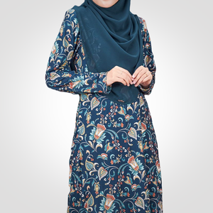 SIPO Eid Borong malaisie mode modeste droite Baju Kurung Pahang belle fleur impression Musulman femmes ensemble - Product Image 5