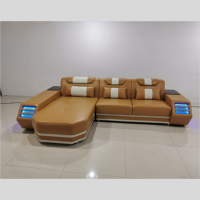 Fourniture d'usine LED en forme de U Canapé sectionnel Ensemble Classique Moderne Grand Salon Meubles de massage Vente en gros Remise Velours Bois