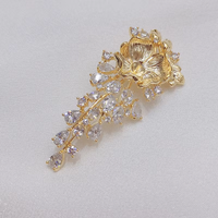 DIY Bros Pin Rumbai Berbahan Tembaga Mutiara Alami 9-10mm, Hadiah Pernikahan, Bros Anak, Bros Kosong untuk Hiasan, Bros Temperamen