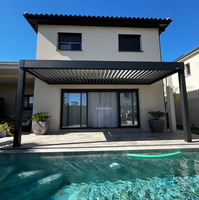 Auvent en aluminium thermolaqué pour extérieur, montage mural, toit à lames imperméable, pergola motorisée, gazebo pour balcon