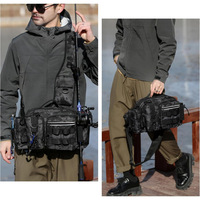 Sac à bandoulière léger et imperméable en tissu Oxford, équipement de rangement, matériel de pêche, porte-appâts amovible, sac à dos de pêche, porte-canne à pêche
