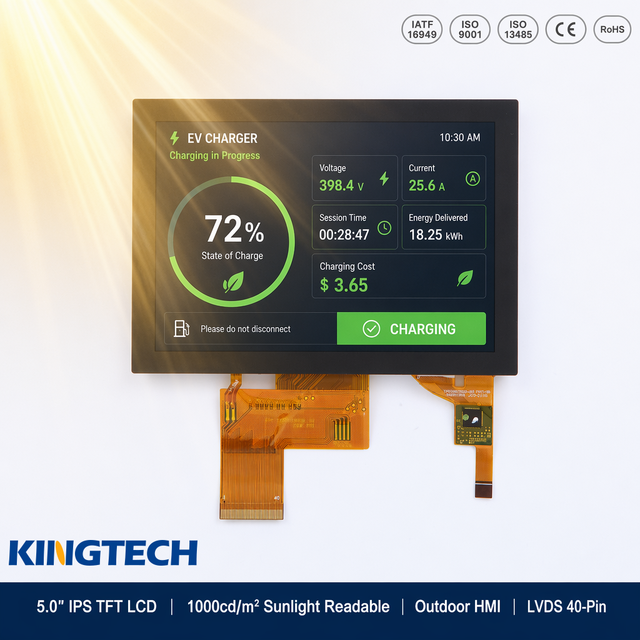 Kingtech 5inch 1000nits Sunlight Readable 800*480 IPS Wide Temperature LVDS Display Screen Capacitive Touch Screen LCD Module