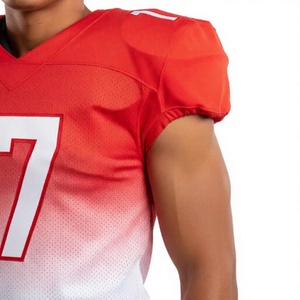 Men's American Football Jersey Set Red White 17 V-Neck Short Sleeve Breathable Moisture Wicking Adjustable Strap Polyester - Product Image 3