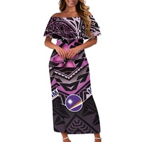 Robes décontractées à manches courtes pour femmes en gros, robe sexy de style Marshallais à sublimation, ensemble deux pièces personnalisé, Puletasi à volants pas cher