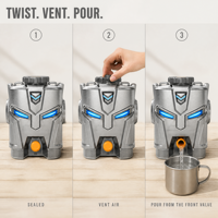 Seau à eau portable d'extérieur 10L, design Mecha, conteneur de stockage en PC de qualité alimentaire avec valve d'air et couvercle fileté scellé