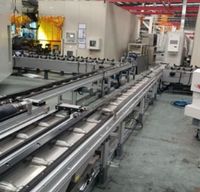 Convoyeurs à rouleaux motorisés pour palettes, système automatisé de manutention de palettes en acier inoxydable avec options de plateformes tournantes à montage fixe