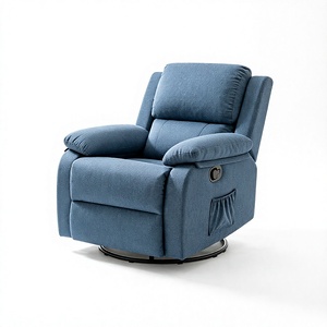 Modern Gray <b>Fabric</b> Electric <b>Recliner</b> <b>Chair</b> Metal Remote Control Massage -Extendable Removable Cover Padded Armrests Dual Side - Product Image 4