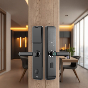 Nhanh chóng vận chuyển thông minh kỹ thuật số gỗ cửa xử lý nhập cửa hiện đại Thiết kế khách sạn Hệ thống khóa vân tay <span class=keywords><strong>Keyless</strong></span> mở bàn phím hợp kim - Product Image 4