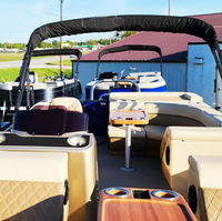Bateau ponton flottant de luxe Allhouse de 15 pieds en aluminium avec moteur hors-bord de 6 m pour la pêche et les fêtes