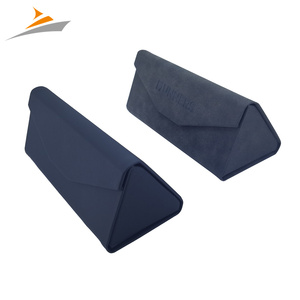 Custom Logo Triangle Folding Portable Leather <strong>Glasses</strong> <strong>Case</strong> Optical Magnetic Sunglasses <strong>Case</strong> - Product Image 1