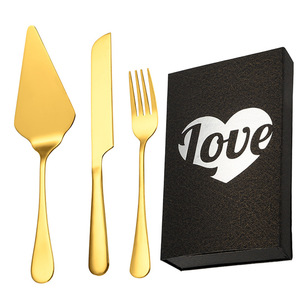 Stainless Steel Cake Knife Spatula <b>Set</b> 3 Pieces Non Stick Love Heart Design Wedding <b>Baking</b> Tools - Product Image 1