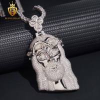 Pendentif Jésus en Argent Sterling 925 avec Moissanite Couleur D VVS, Style Hip Hop Iced Out, Test Diamant Approuvé, Faible MOQ, Vente en Gros
