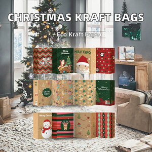 Sac en papier de Noël <span class=keywords><strong>Greenpack</strong></span> fait main, design personnalisé, cordon de serrage, coloré, luxueux, écologique, réutilisable, avec feuille d'argent - Product Image 3