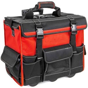 Free Sample High Quality 600-Denier Red Polyester Contractor's Rolling <b>Tool</b> Tote <b>Bag</b> <b>Wheels</b> Water Resistant Special Purpose - Product Image 2