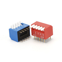 Interrupteur DIP traversant DPL-05B bleu, type piano standard, 5 positions, avec actionneur long, bornes plaquées or, pas de 2,54 mm