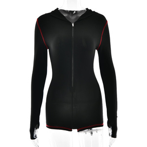 Combinaison à capuche avec ailes en strass, manches longues, coupe ajustée pour le yoga et la danse - Product Image 5