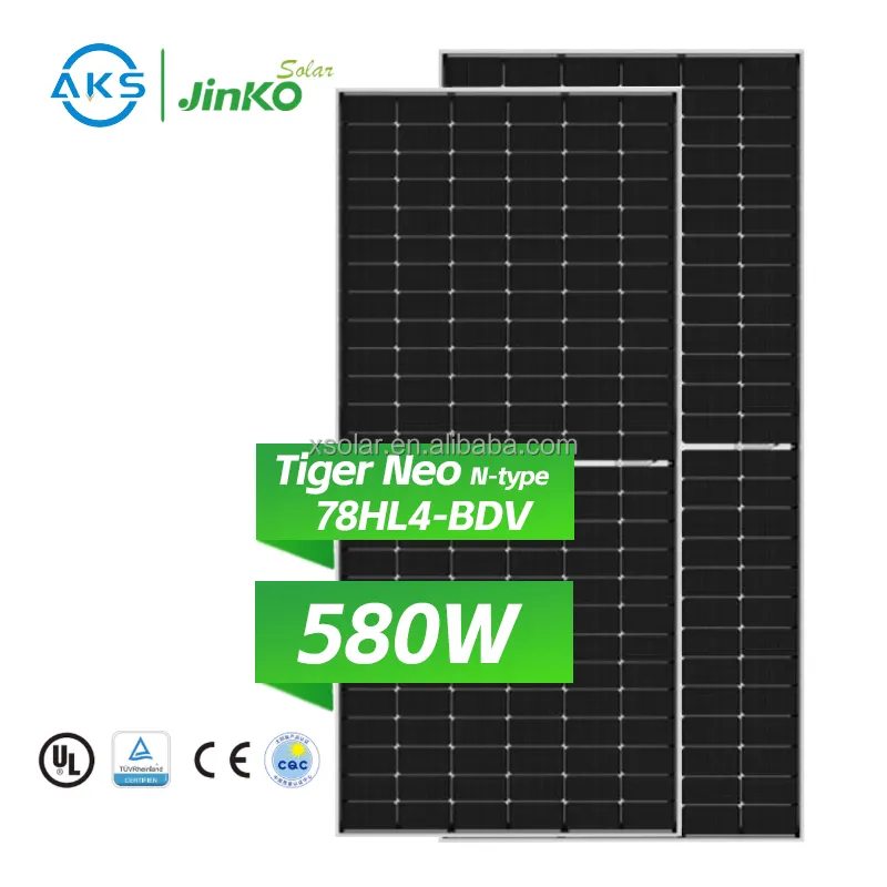 AKS Jinko Tiger NeoNタイプ72HL4-BDVソーラーパネル560W 565W 570W 575W 580Wバイフェイシャルモジュールデュアルガラスジンコソーラーソーラーパネル