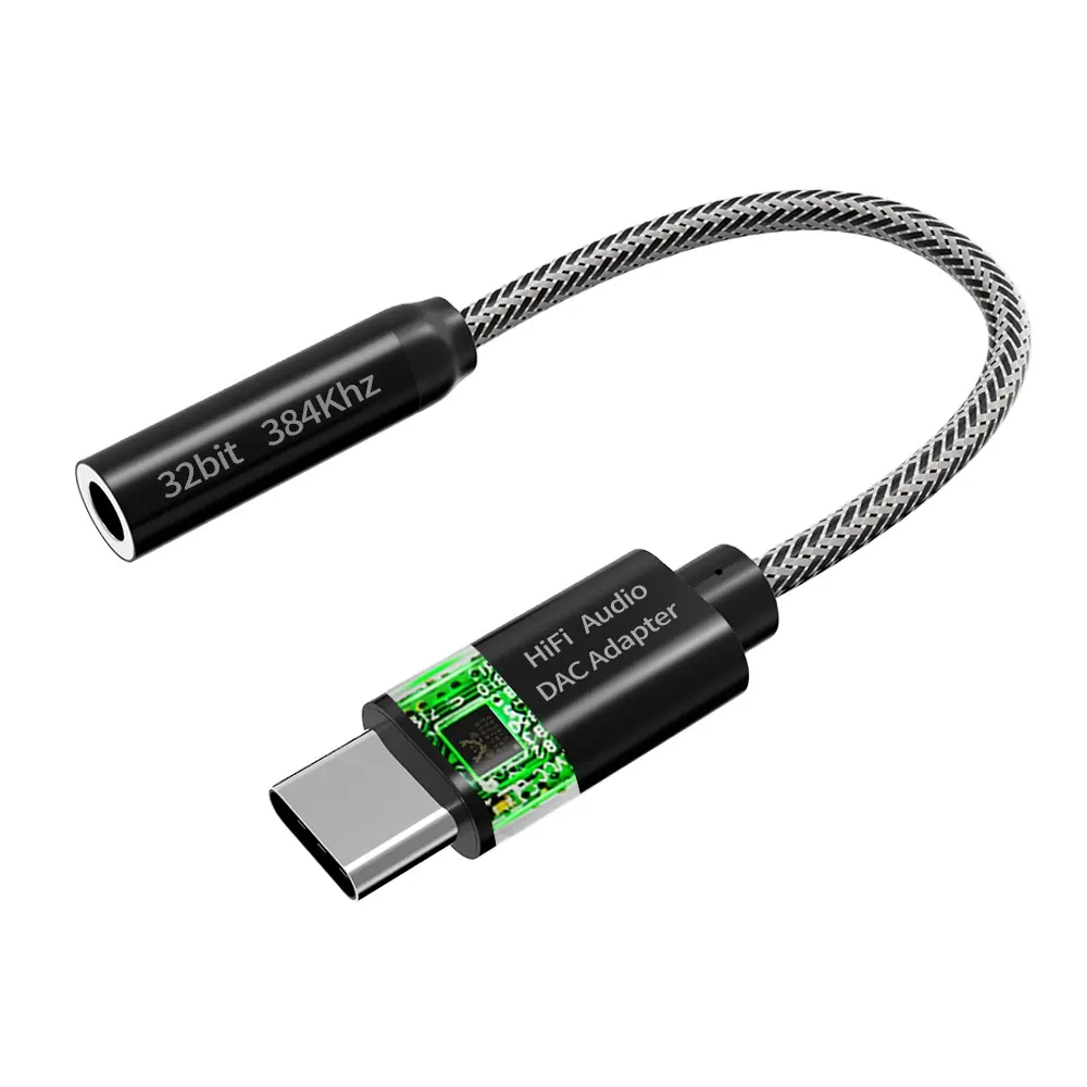 2022 nuovo adattatore Audio 2 in 1 da 3.5mm a Usb C convertitore USB HiFi DAC ALC5686 adattatore Video con rivestimento in PVC con cavo di ricarica