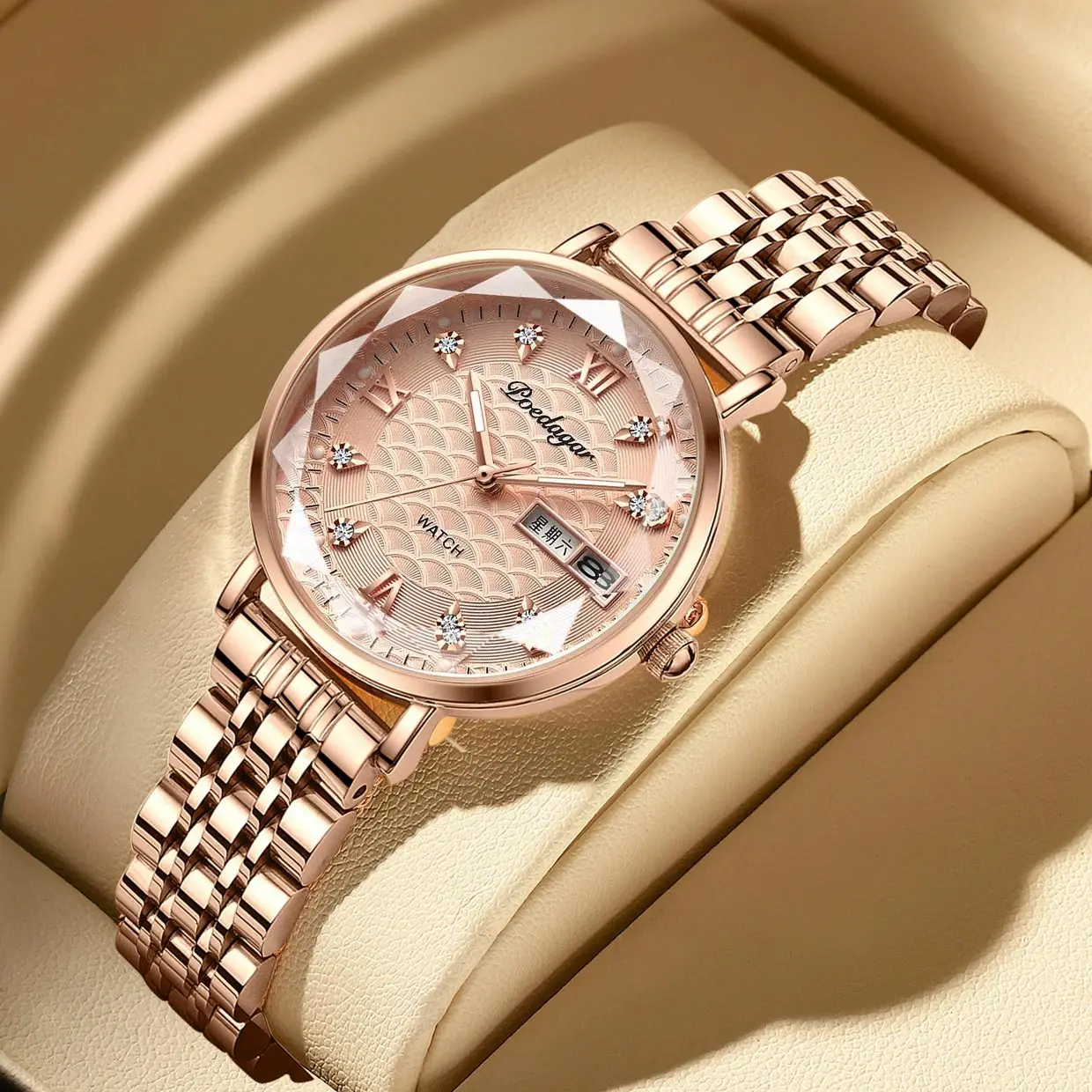 YIYUN étanche montres à Quartz lumineuses calendrier Ultra-mince en acier inoxydable montre-bracelet en cuir montres de luxe pour les femmes
