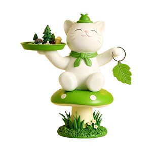 Statuetta Personalizzata di Gatto della Foresta - Vassoio Organizzatore Verde, Decorazione Naturale per Ingresso, Regalo per Amanti dei Gatti - Product Image 1
