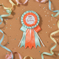 Cinta Personalizada de 7.5*14cm, Ecológica, 100% Poliéster Satinado, con Impresión en Dorado/Plateado, para Cumpleaños, Niña/Niño, Insignia, Roseta, Botón