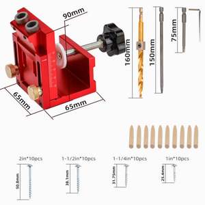 Outils de <span class=keywords><strong>menuiserie</strong></span> <span class=keywords><strong>Menuiserie</strong></span> en alliage Gabarit de trou de poche Kit de système de gabarit en <span class=keywords><strong>bois</strong></span> à deux trous Guide de perçage Étape Foret Bouchons Vis - Product Image 6