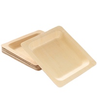 Assiettes carrées en bois jetables biodégradables épaisses de haute qualité en gros, logo personnalisé, taille pour décoration