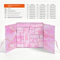 Boîte de calendrier de l'Avent de Noël rose à 24 compartiments, personnalisable, vide, pour chocolats, boîte cadeau mystère, emballage d'usine