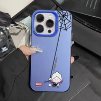 Q-Version Spider-Man Shell pour Apple 16 Plus 15 Couleur Argent Couverture Mignon Simple 13pm 7 Plus Creative Cartoon INS Mobile Phone