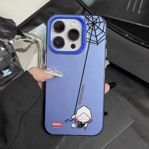 Conchiglia Spider-Man Q-Version per Apple 16 Plus 15 Cover Color argento carino semplice 13pm 7 più cartone animato creativo nel telefono cellulare - Product Image 5