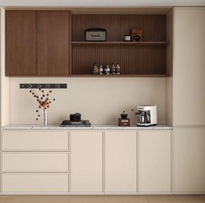 Buffet moderne en bois écologique pour salle à manger, armoire de rangement sur mesure avec étagères réglables, style bois pour le rangement - Product Image 3