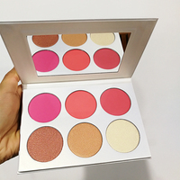Vegan Custom OEM Blush Bronze Highlight Palette 6 couleurs Poudre de maquillage pour le visage Highlight et Contour