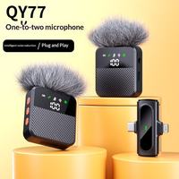 Microphone sans fil QY77 Pro à réduction de bruit 2.4G, Plug & Play, pour diffusion en direct en extérieur, conférences, interviews, podcasts