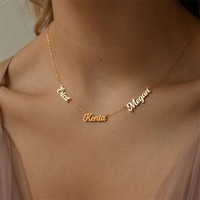 Bijoux en gros 14k 18k lettre pendentif argent personnalisé en acier inoxydable personnalisé or plaque signalétique collier personnalisé